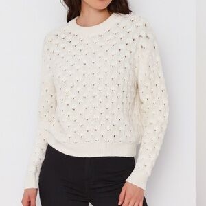 Primark White Knit Sweater Women’s XL Pullover‎ Crew Neck Open Weave